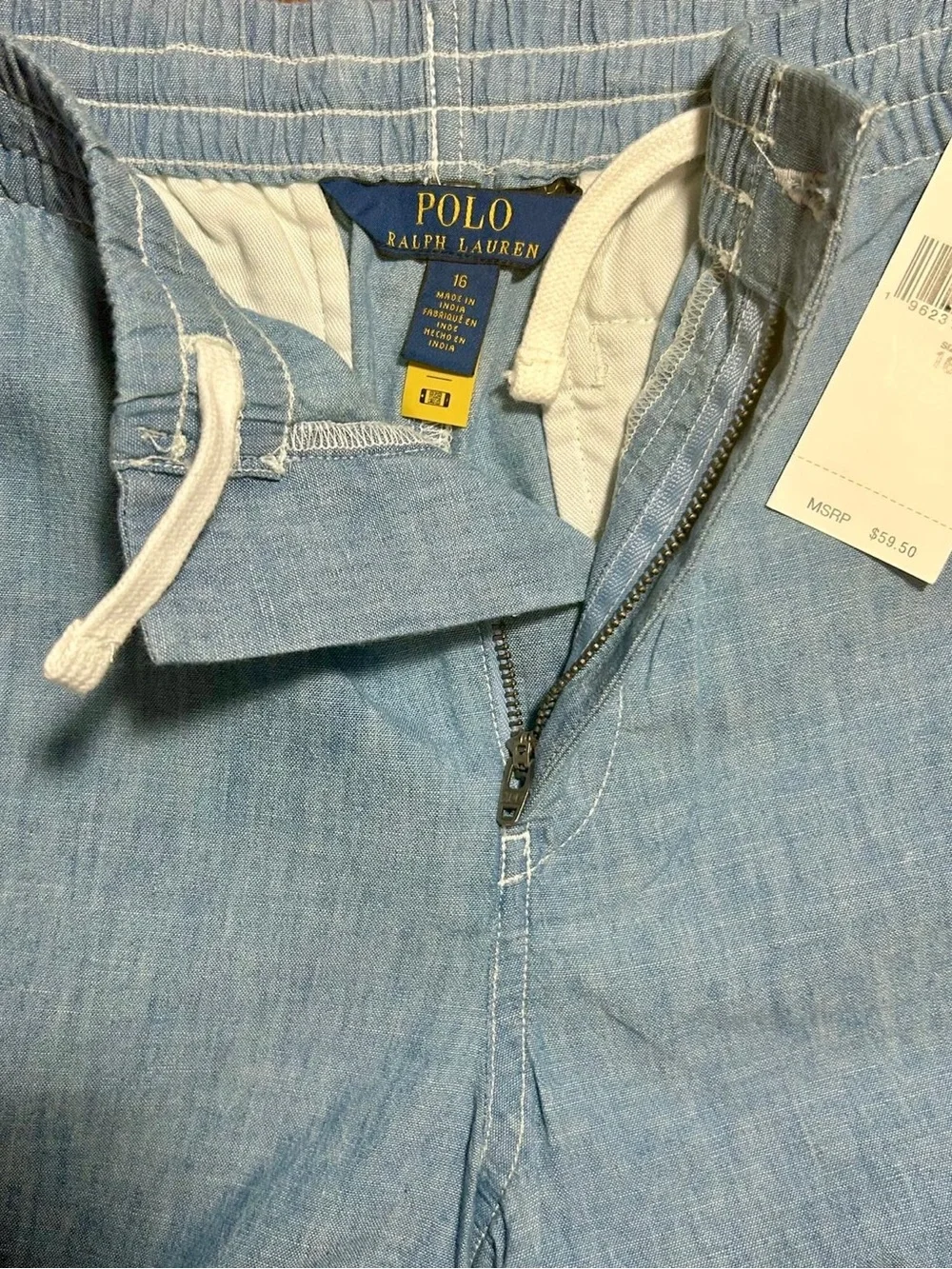 Ralph Lauren Light Blue Chambray Elastic-Waist Shorts boys size 16
